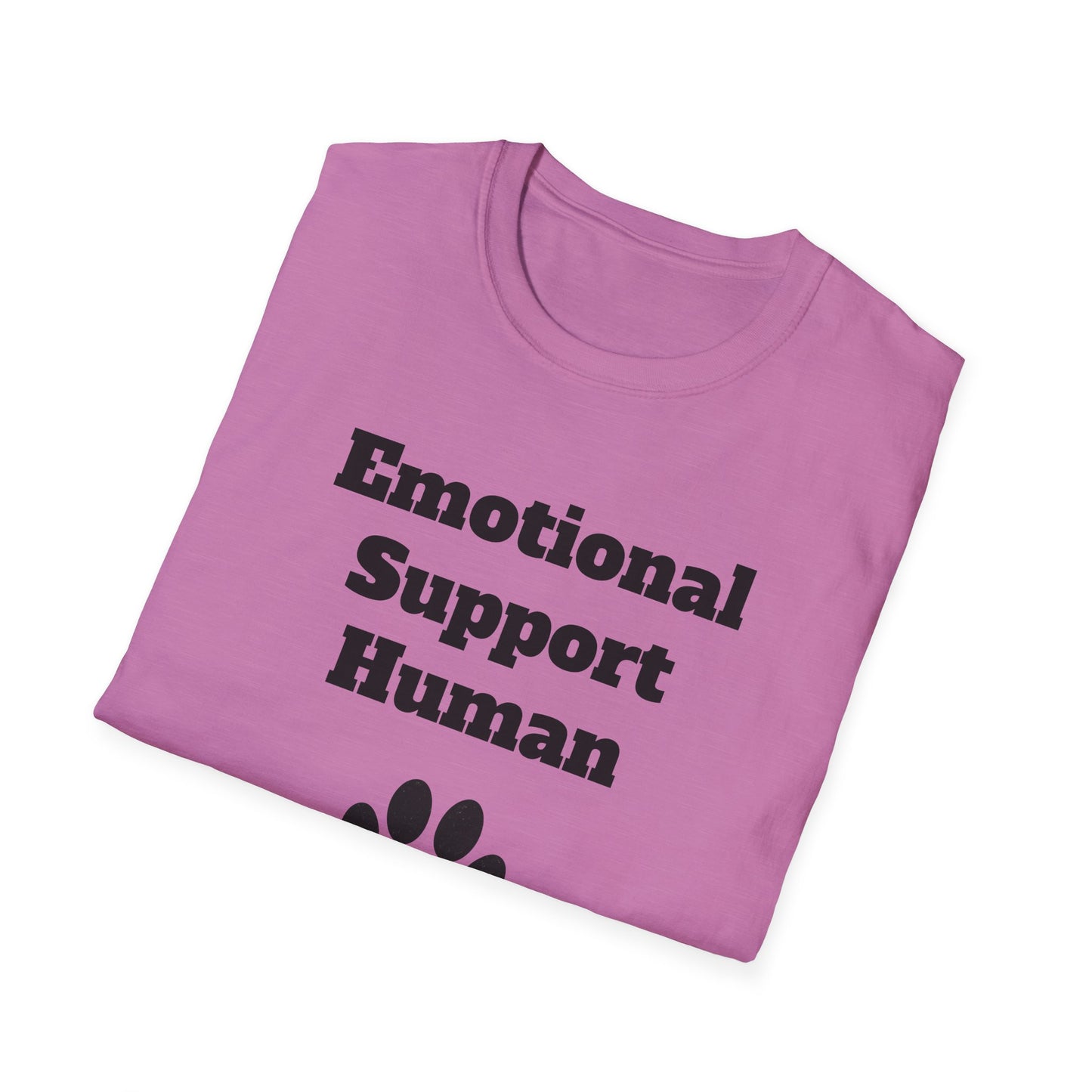 Emotional Support Human T-Shirt, Unisex Funny Tee, Pet Lover Gift, Animal Support Shirt, Casual Wear for Humans, Cute Animal Paw Print