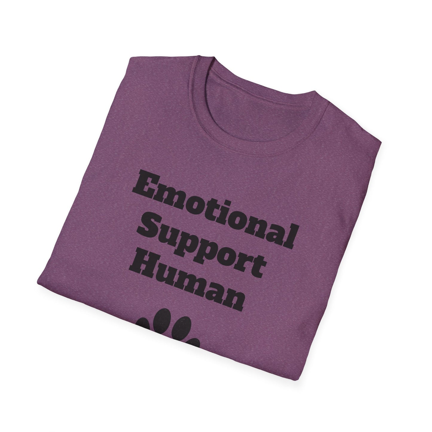 Emotional Support Human T-Shirt, Unisex Funny Tee, Pet Lover Gift, Animal Support Shirt, Casual Wear for Humans, Cute Animal Paw Print