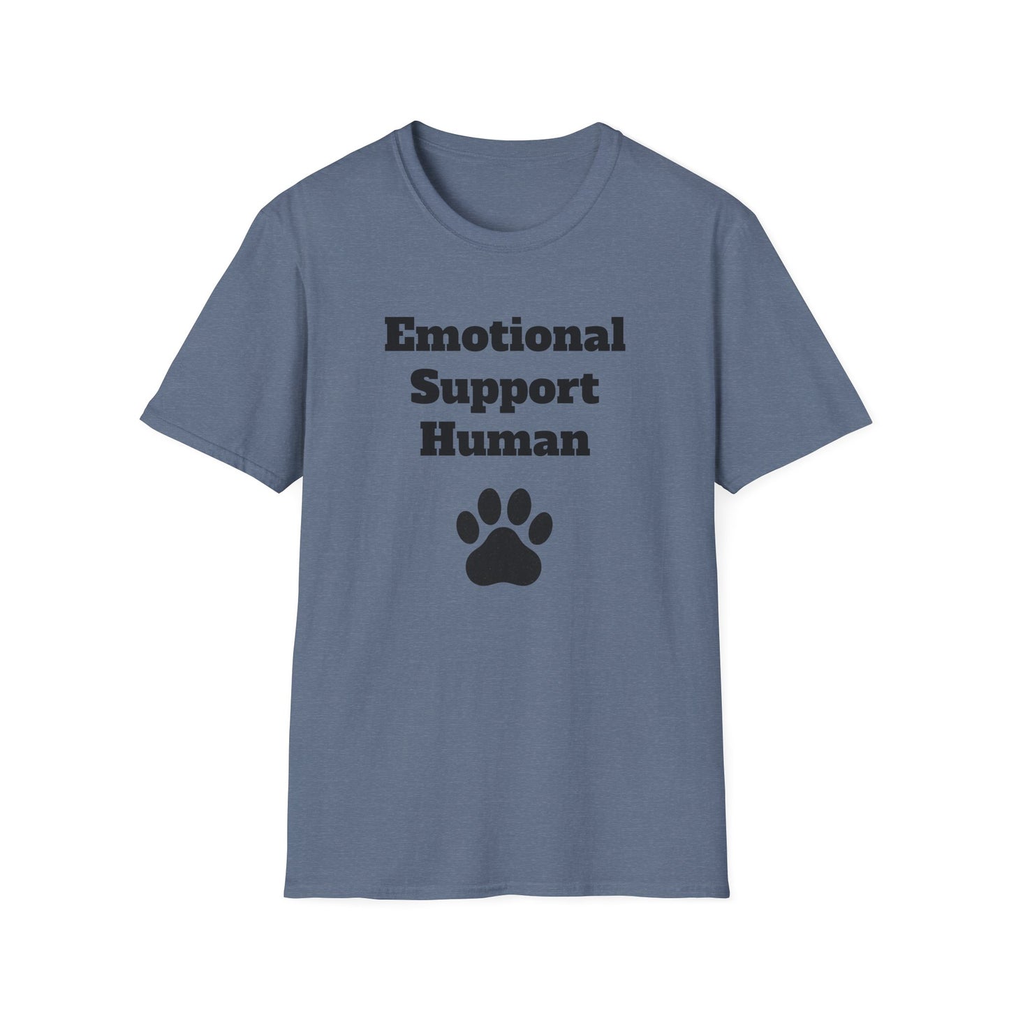 Emotional Support Human T-Shirt, Unisex Funny Tee, Pet Lover Gift, Animal Support Shirt, Casual Wear for Humans, Cute Animal Paw Print