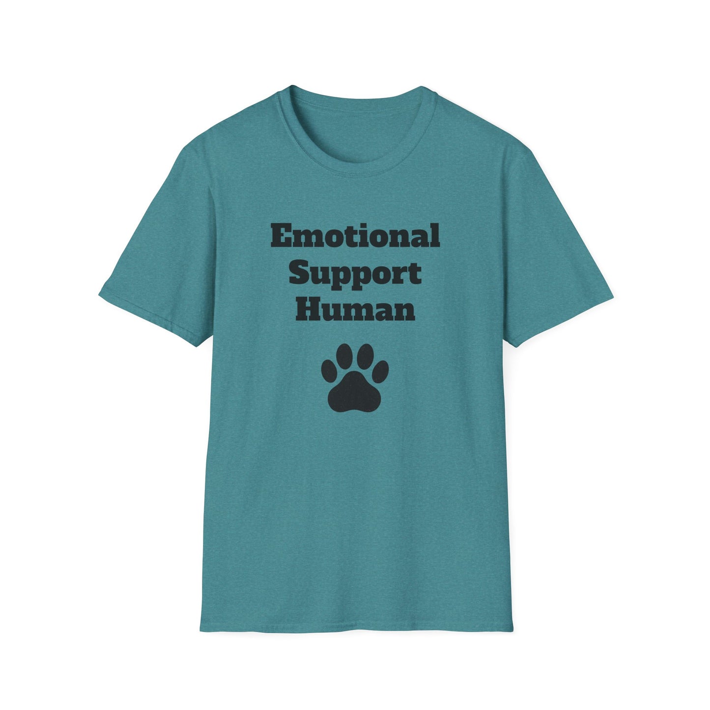 Emotional Support Human T-Shirt, Unisex Funny Tee, Pet Lover Gift, Animal Support Shirt, Casual Wear for Humans, Cute Animal Paw Print