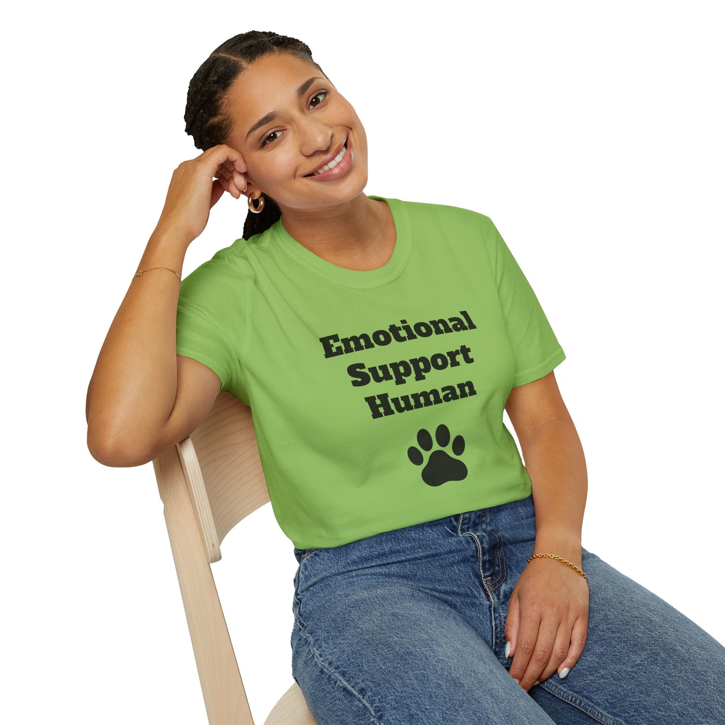 Emotional Support Human T-Shirt, Unisex Funny Tee, Pet Lover Gift, Animal Support Shirt, Casual Wear for Humans, Cute Animal Paw Print
