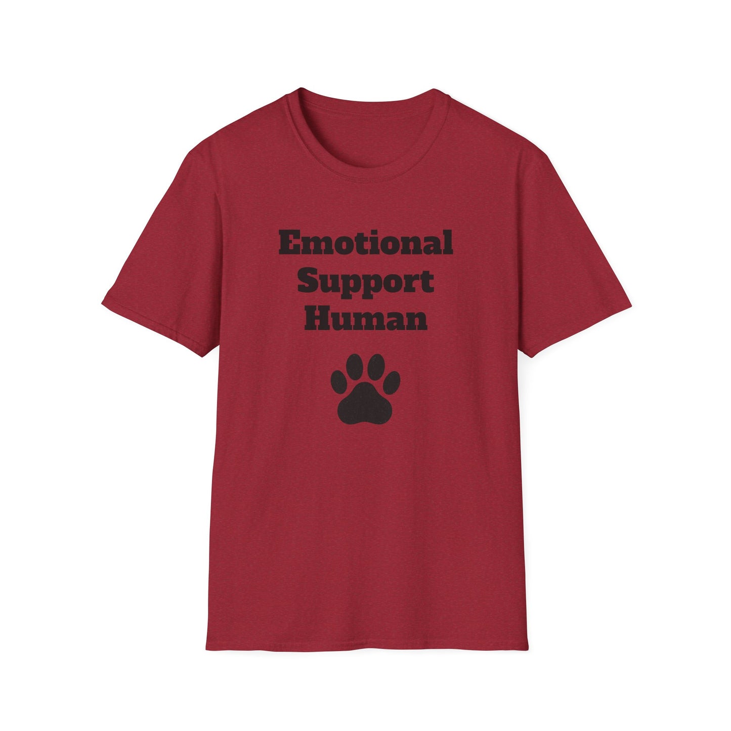 Emotional Support Human T-Shirt, Unisex Funny Tee, Pet Lover Gift, Animal Support Shirt, Casual Wear for Humans, Cute Animal Paw Print