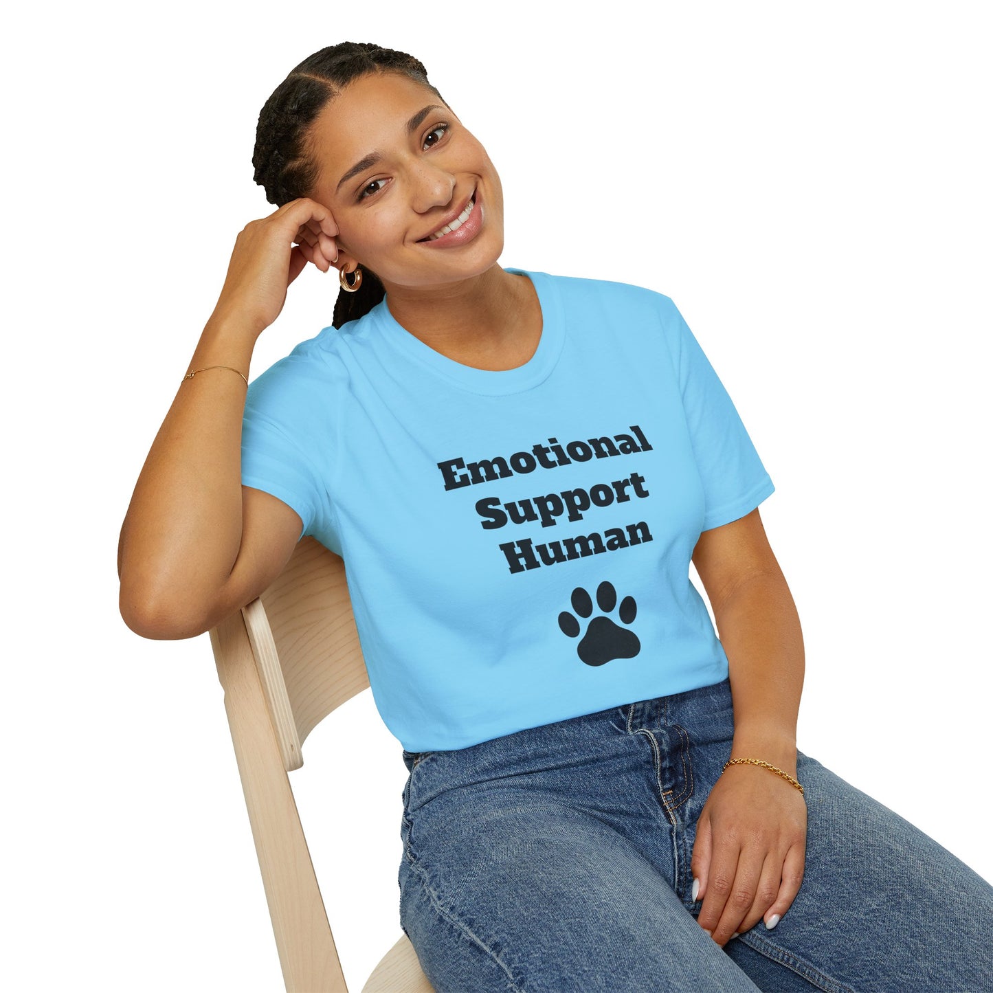 Emotional Support Human T-Shirt, Unisex Funny Tee, Pet Lover Gift, Animal Support Shirt, Casual Wear for Humans, Cute Animal Paw Print