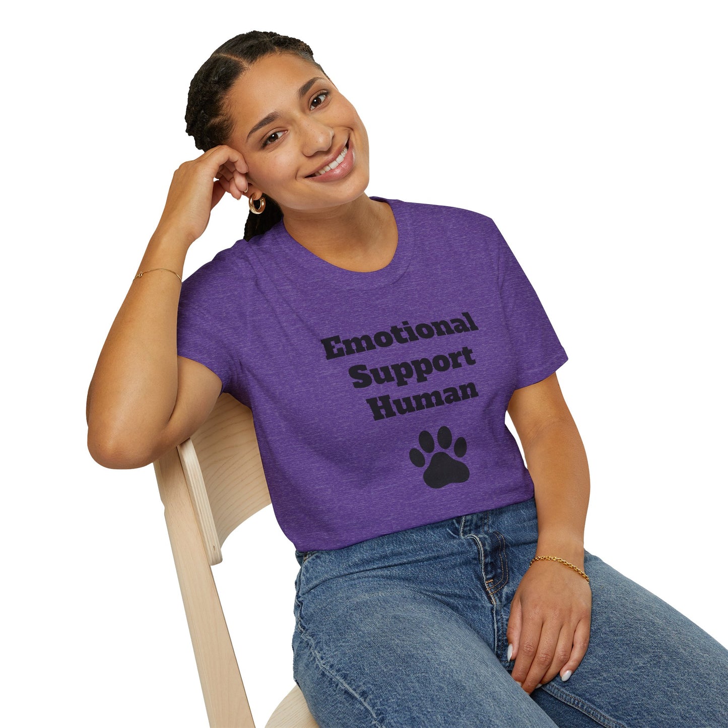 Emotional Support Human T-Shirt, Unisex Funny Tee, Pet Lover Gift, Animal Support Shirt, Casual Wear for Humans, Cute Animal Paw Print