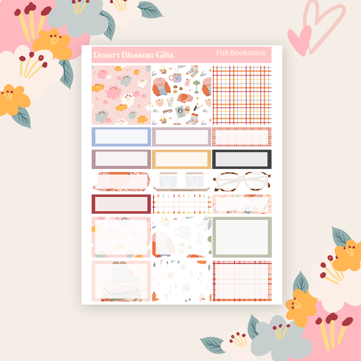 Fall Bookstore Sticker Kit, Planners, Journaling, Dutchdoor.