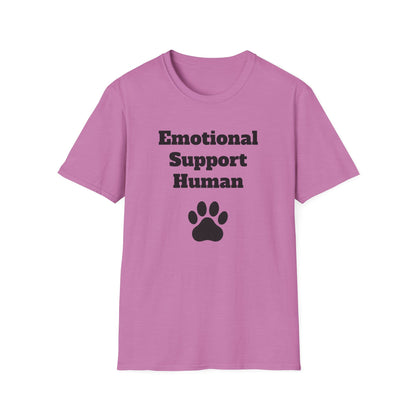 Emotional Support Human T-Shirt, Unisex Funny Tee, Pet Lover Gift, Animal Support Shirt, Casual Wear for Humans, Cute Animal Paw Print