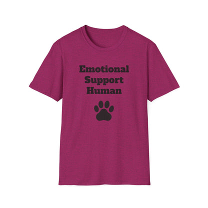 Emotional Support Human T-Shirt, Unisex Funny Tee, Pet Lover Gift, Animal Support Shirt, Casual Wear for Humans, Cute Animal Paw Print