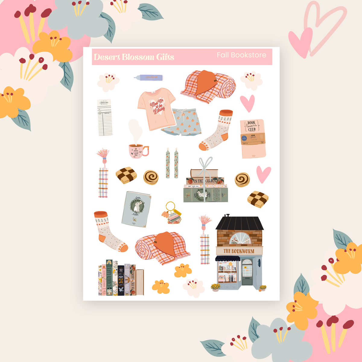 Fall Bookstore Sticker Kit, Planners, Journaling, Dutchdoor.