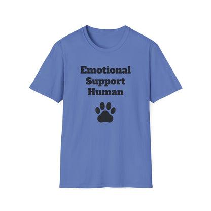 Emotional Support Human T-Shirt, Unisex Funny Tee, Pet Lover Gift, Animal Support Shirt, Casual Wear for Humans, Cute Animal Paw Print