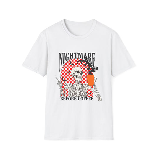 Nightmare Before Coffee Unisex T-Shirt, Halloween Gift, Skeleton Tee, Funny Coffee Shirt, Graphic Tee for Coffee Lovers