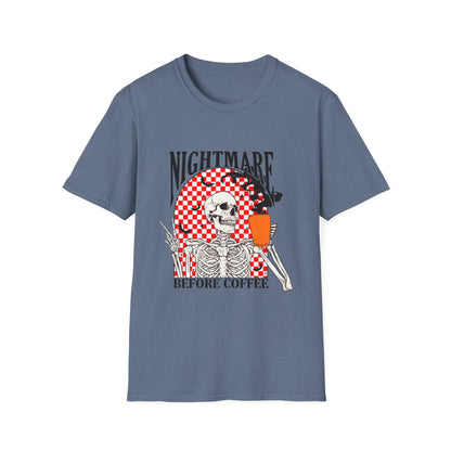 Nightmare Before Coffee Unisex T-Shirt, Halloween Gift, Skeleton Tee, Funny Coffee Shirt, Graphic Tee for Coffee Lovers