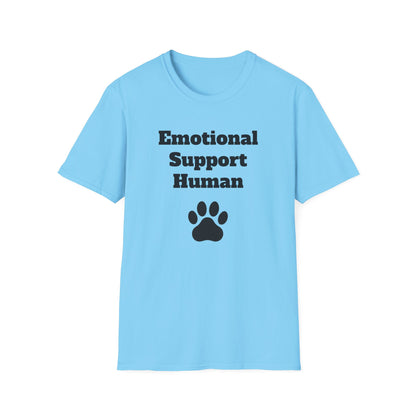 Emotional Support Human T-Shirt, Unisex Funny Tee, Pet Lover Gift, Animal Support Shirt, Casual Wear for Humans, Cute Animal Paw Print