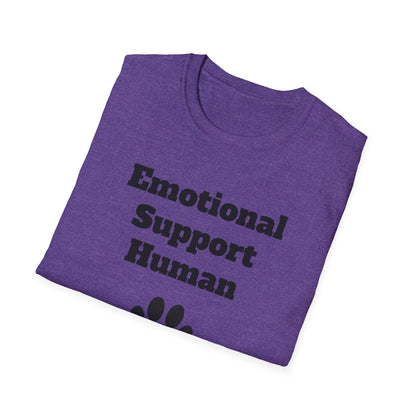 Emotional Support Human T-Shirt, Unisex Funny Tee, Pet Lover Gift, Animal Support Shirt, Casual Wear for Humans, Cute Animal Paw Print