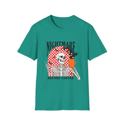 Nightmare Before Coffee Unisex T-Shirt, Halloween Gift, Skeleton Tee, Funny Coffee Shirt, Graphic Tee for Coffee Lovers