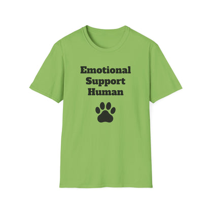 Emotional Support Human T-Shirt, Unisex Funny Tee, Pet Lover Gift, Animal Support Shirt, Casual Wear for Humans, Cute Animal Paw Print