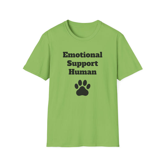 Emotional Support Human T-Shirt, Unisex Funny Tee, Pet Lover Gift, Animal Support Shirt, Casual Wear for Humans, Cute Animal Paw Print