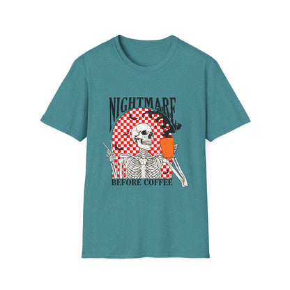 Nightmare Before Coffee Unisex T-Shirt, Halloween Gift, Skeleton Tee, Funny Coffee Shirt, Graphic Tee for Coffee Lovers