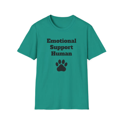 Emotional Support Human T-Shirt, Unisex Funny Tee, Pet Lover Gift, Animal Support Shirt, Casual Wear for Humans, Cute Animal Paw Print