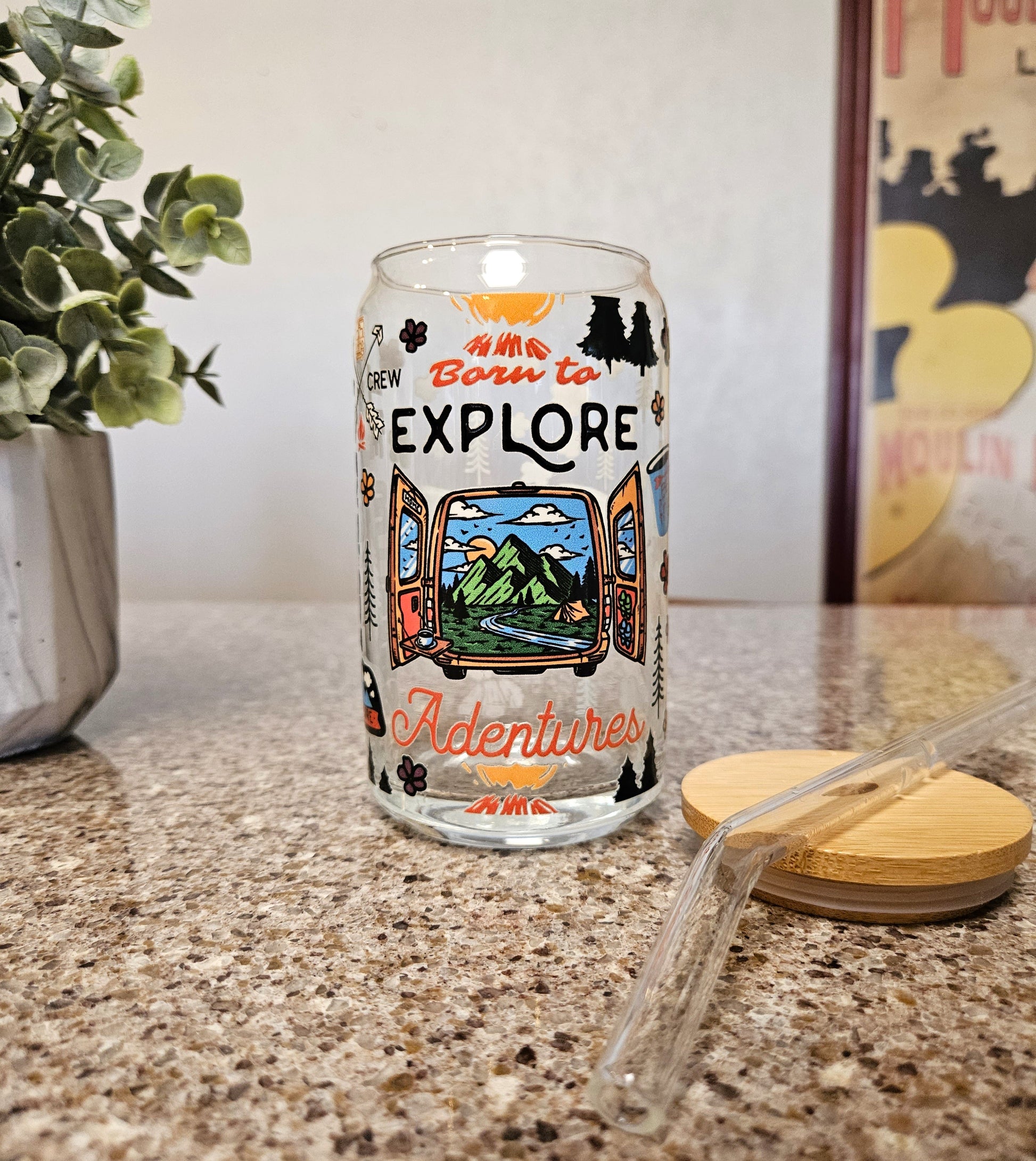 Born to Explore Glass Cup - Desert Blossom Gifts