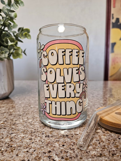 Coffee Solves Everything Glass Cup - Desert Blossom Gifts