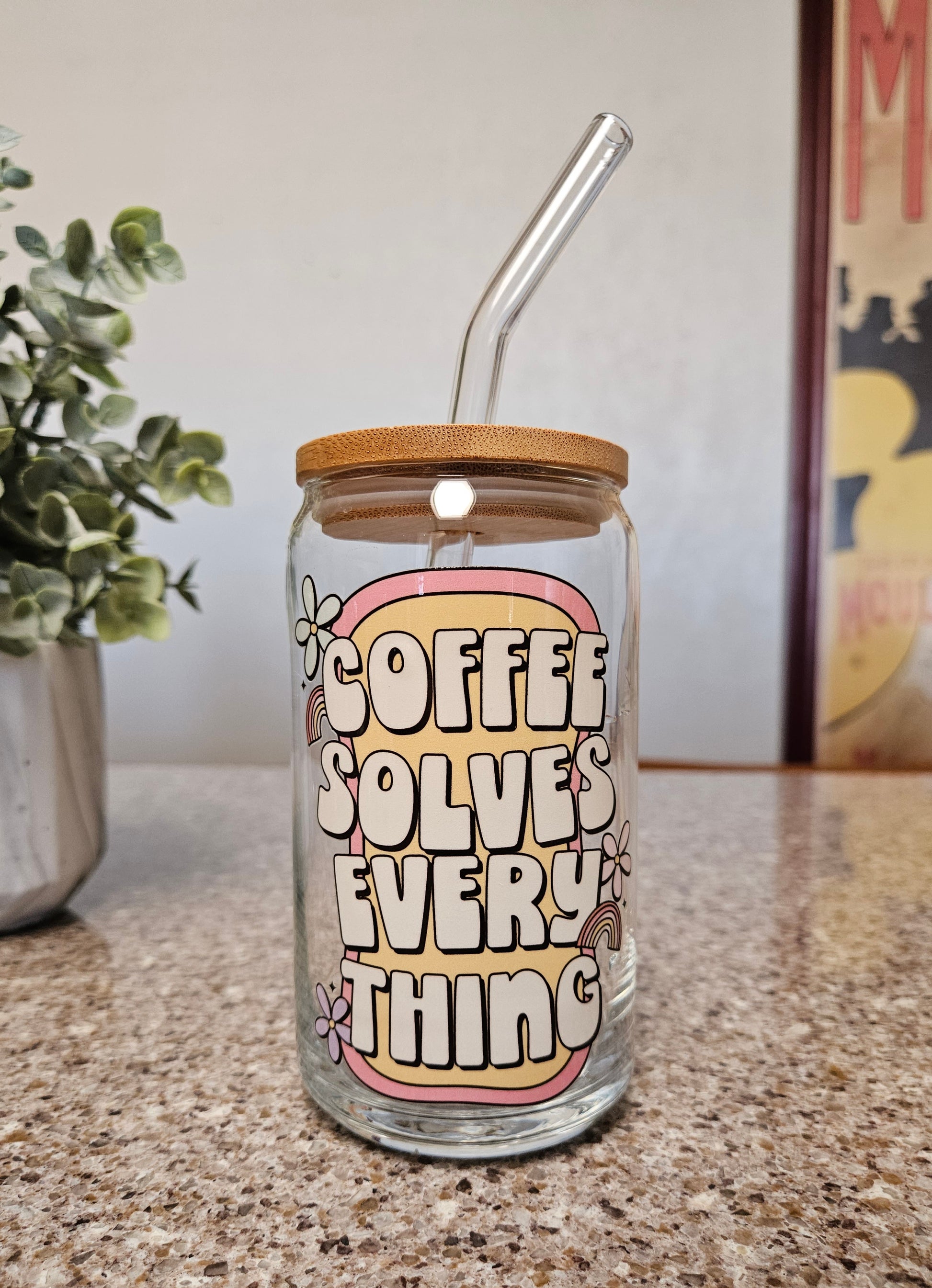 Coffee Solves Everything Glass Cup - Desert Blossom Gifts