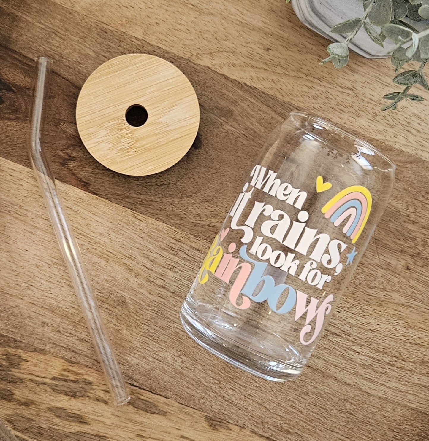 When it rains look for Rainbows Glass Cup - Desert Blossom Gifts