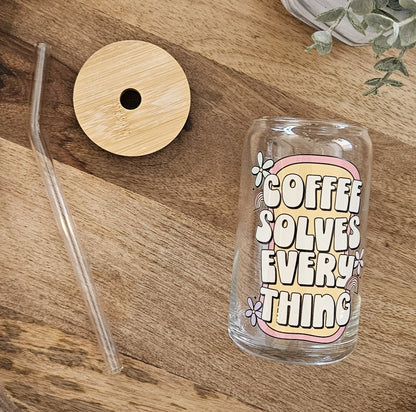 Coffee Solves Everything Glass Cup - Desert Blossom Gifts