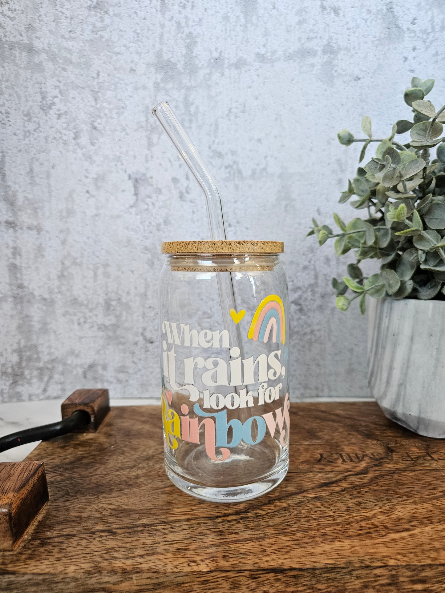 When it rains look for Rainbows Glass Cup - Desert Blossom Gifts