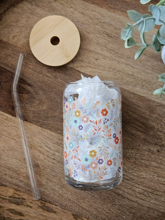 Dainty Flowers Glass Cup - Desert Blossom Gifts