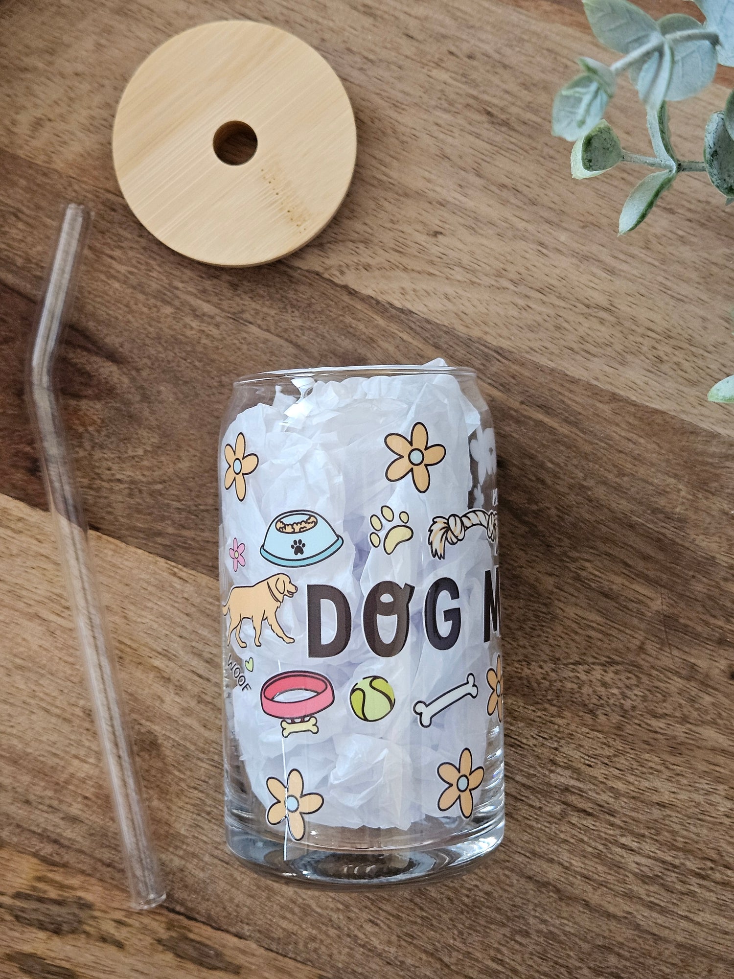 Dog Mom Glass Cup - Desert Blossom Gifts