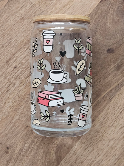 Coffee + Books Glass Cup - Desert Blossom Gifts