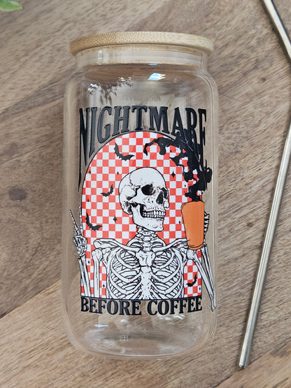 Nightmare Before Coffee Glass Cup