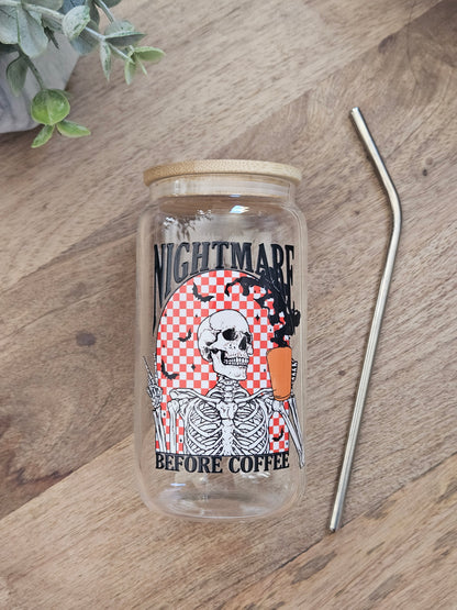 Nightmare Before Coffee Glass Cup