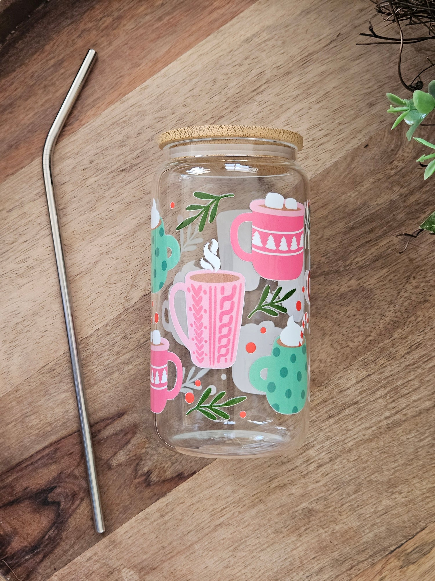 Z Christmas Hot Cocoa Cups Glass Cup - Desert Blossom Gifts