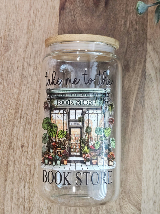 Take Me to the Bookstore Glass Cup - Desert Blossom Gifts