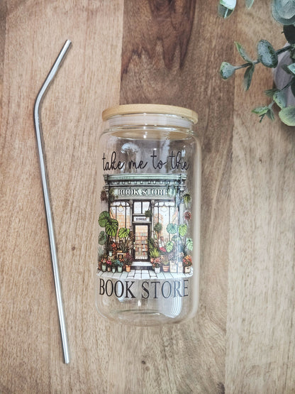 Take Me to the Bookstore Glass Cup - Desert Blossom Gifts
