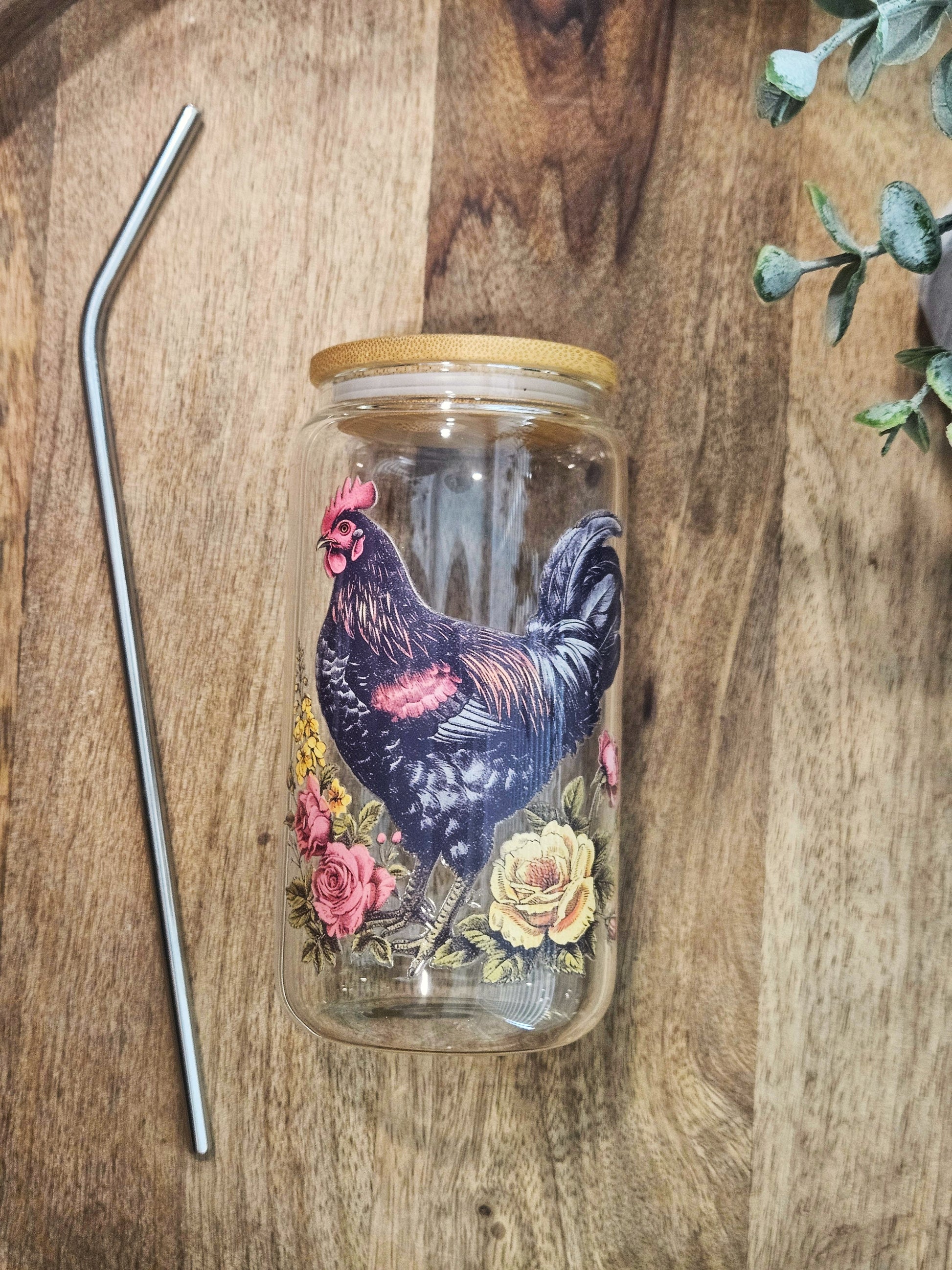 Rooster Glass Cup - Desert Blossom Gifts