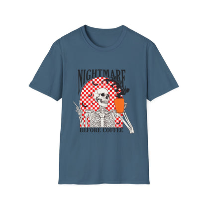 Nightmare Before Coffee Unisex T-Shirt, Halloween Gift, Skeleton Tee, Funny Coffee Shirt, Graphic Tee for Coffee Lovers