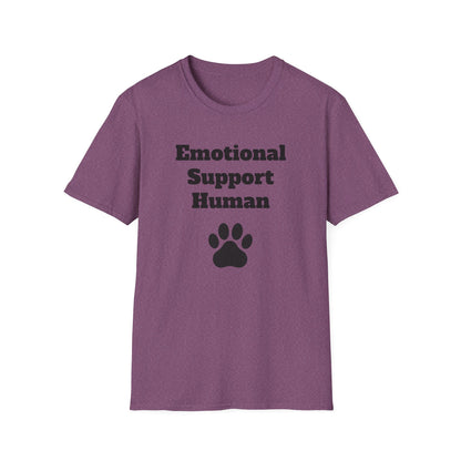 Emotional Support Human T-Shirt, Unisex Funny Tee, Pet Lover Gift, Animal Support Shirt, Casual Wear for Humans, Cute Animal Paw Print