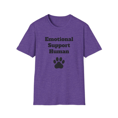 Emotional Support Human T-Shirt, Unisex Funny Tee, Pet Lover Gift, Animal Support Shirt, Casual Wear for Humans, Cute Animal Paw Print