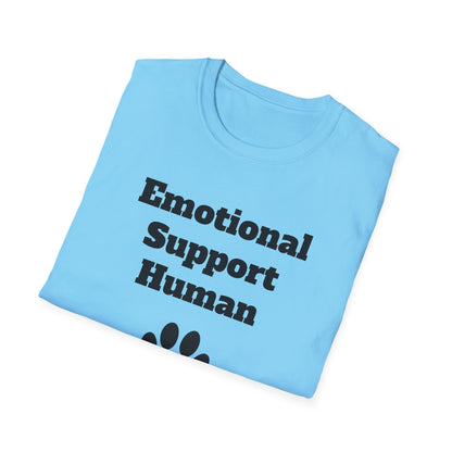 Emotional Support Human T-Shirt, Unisex Funny Tee, Pet Lover Gift, Animal Support Shirt, Casual Wear for Humans, Cute Animal Paw Print