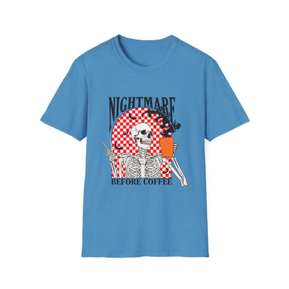 Nightmare Before Coffee Unisex T-Shirt, Halloween Gift, Skeleton Tee, Funny Coffee Shirt, Graphic Tee for Coffee Lovers