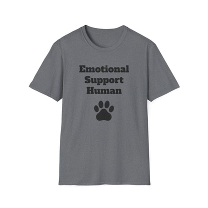 Emotional Support Human T-Shirt, Unisex Funny Tee, Pet Lover Gift, Animal Support Shirt, Casual Wear for Humans, Cute Animal Paw Print