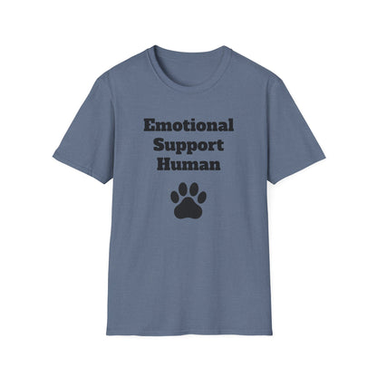 Emotional Support Human T-Shirt, Unisex Funny Tee, Pet Lover Gift, Animal Support Shirt, Casual Wear for Humans, Cute Animal Paw Print