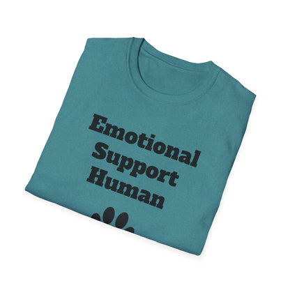 Emotional Support Human T-Shirt, Unisex Funny Tee, Pet Lover Gift, Animal Support Shirt, Casual Wear for Humans, Cute Animal Paw Print