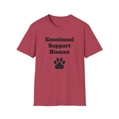 Emotional Support Human T-Shirt, Unisex Funny Tee, Pet Lover Gift, Animal Support Shirt, Casual Wear for Humans, Cute Animal Paw Print
