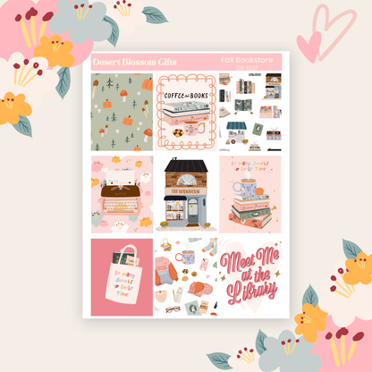 Fall Bookstore Sticker Kit, Planners, Journaling, Dutchdoor.