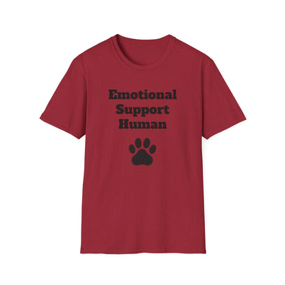 Emotional Support Human T-Shirt, Unisex Funny Tee, Pet Lover Gift, Animal Support Shirt, Casual Wear for Humans, Cute Animal Paw Print