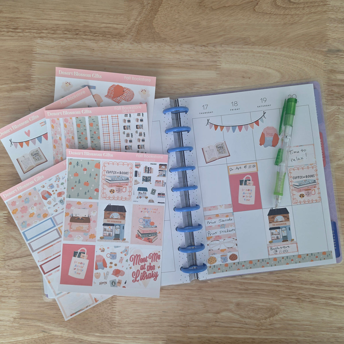 Fall Bookstore Sticker Kit, Planners, Journaling, Dutchdoor.