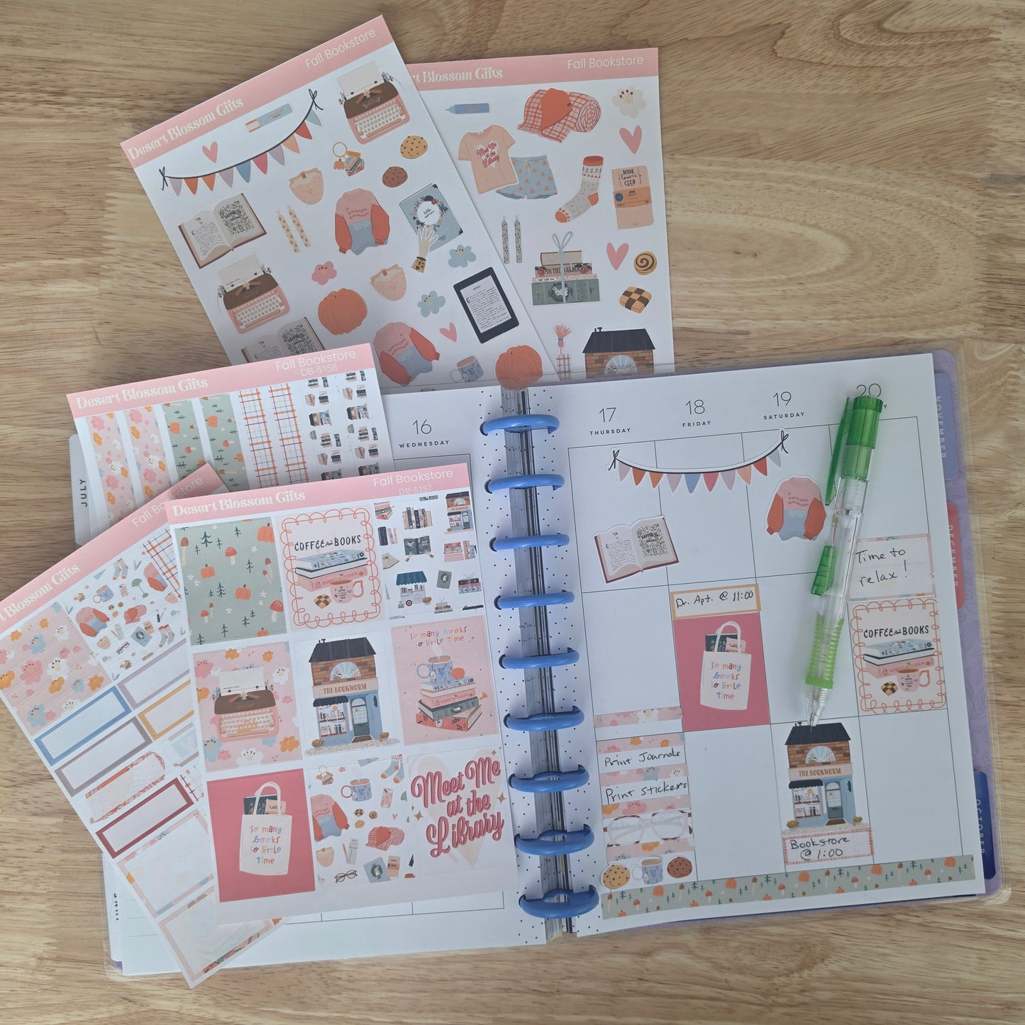 Fall Bookstore Sticker Kit, Planners, Journaling, Dutchdoor.